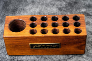 Wood Desk Organizer - Pen Holder - Walnut-Galen Leather