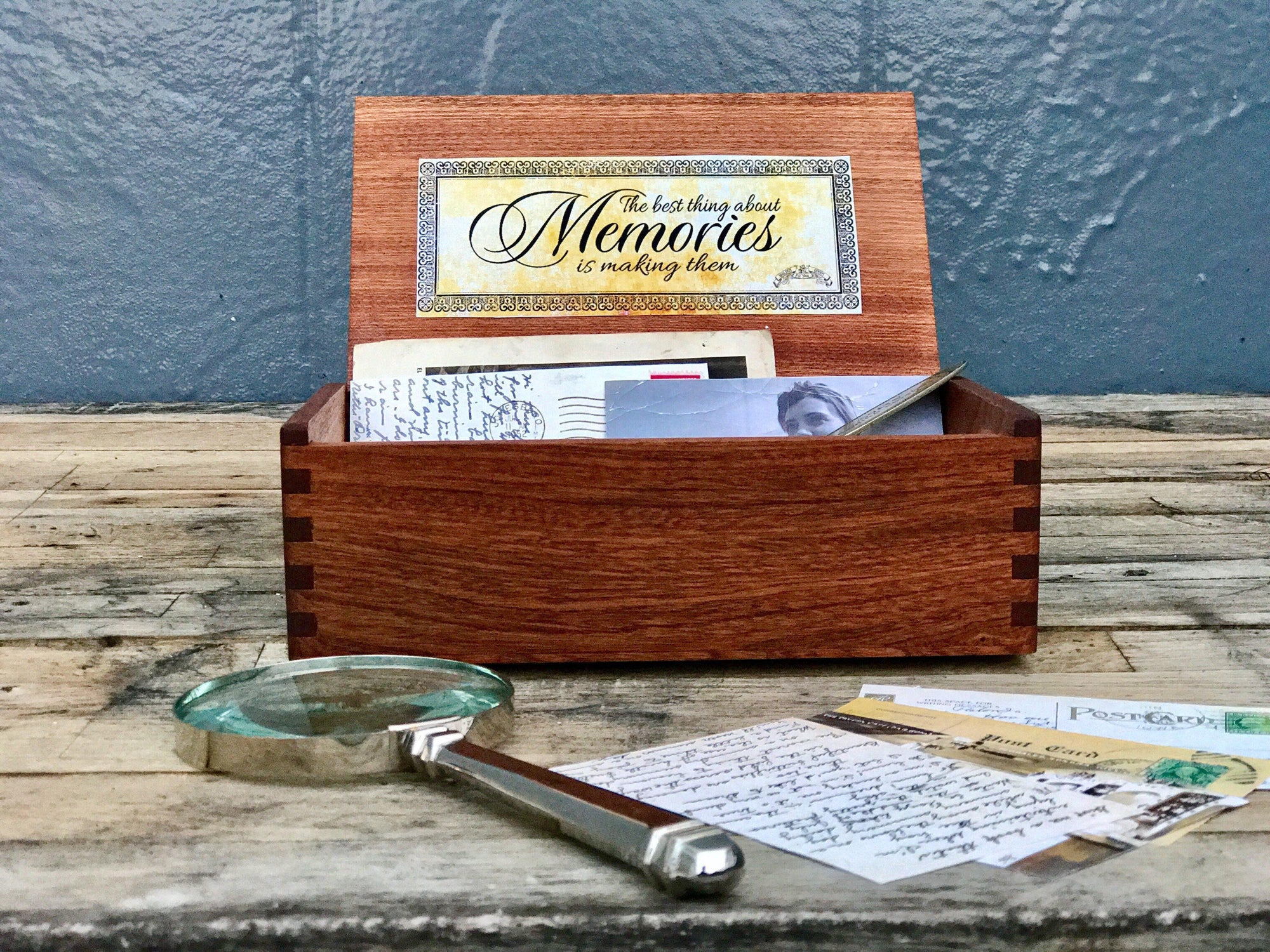 Memory Collection Boxes Wooden Memory Box - Hand Crafted Keepsake Box - Galen Leather