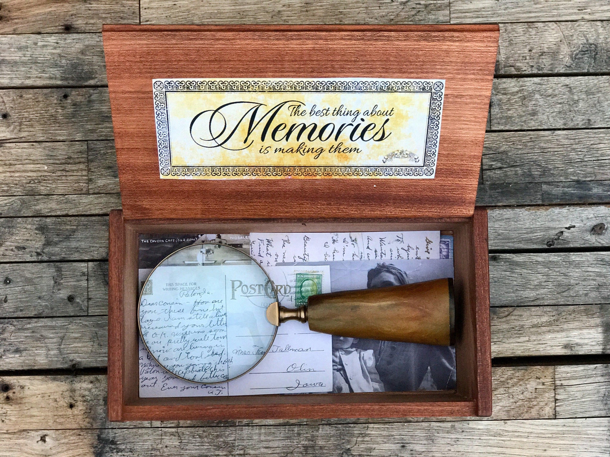 Wooden Memory Box - Hand Crafted Keepsake Box - Galen Leather