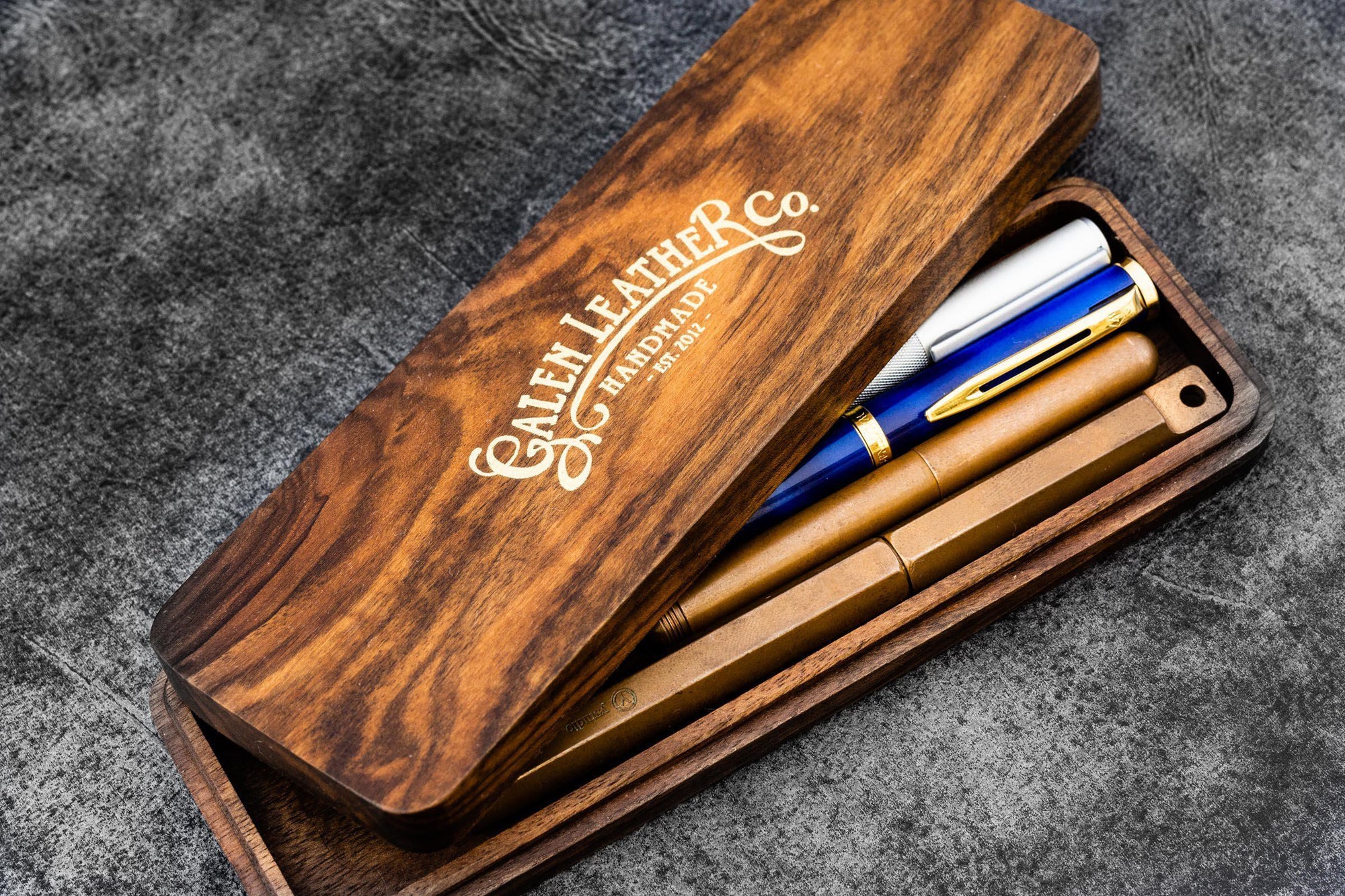 Wooden Pen Case-Galen Leather