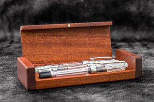 Wooden Pen Display Case with Lid-Galen Leather