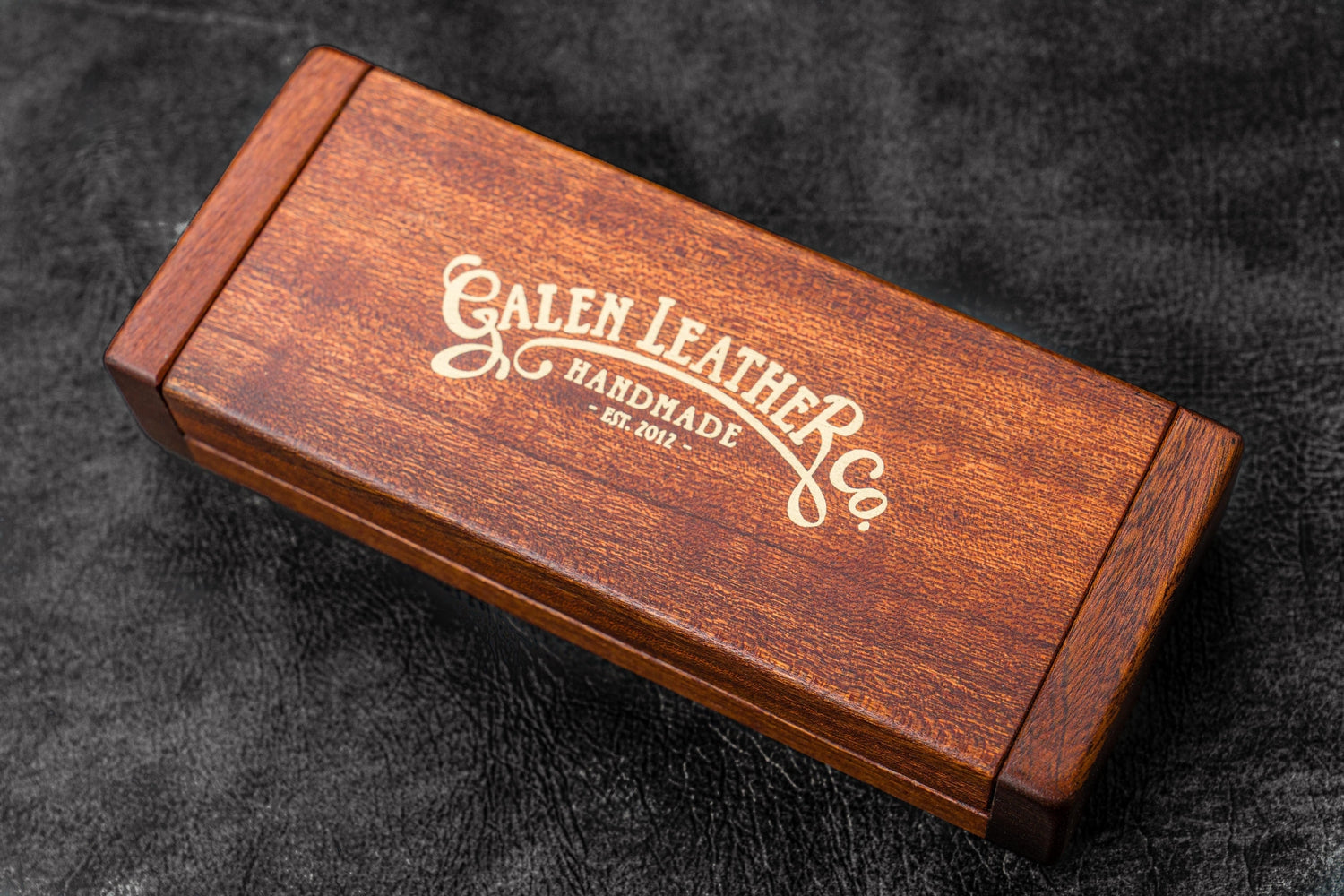 Mahogany Wood Desk Organizer & Pen Holder - Galen Leather