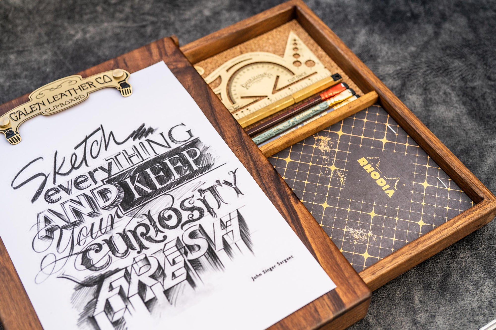 Handmade Wooden Sketchbox - Made From Walnut Wood | Galen Leather