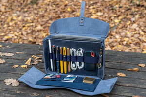 Writer's Medic Bag - Crazy Horse Navy Blue-Galen Leather