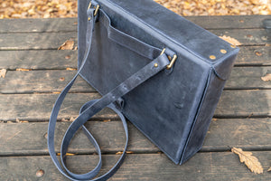 Writer's Medic Bag - XLarge Crazy Horse Navy Blue-Galen Leather