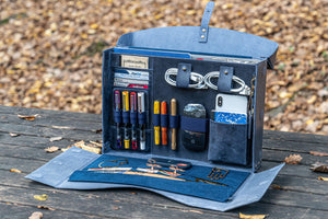 Writer's Medic Bag - XLarge Crazy Horse Navy Blue-Galen Leather