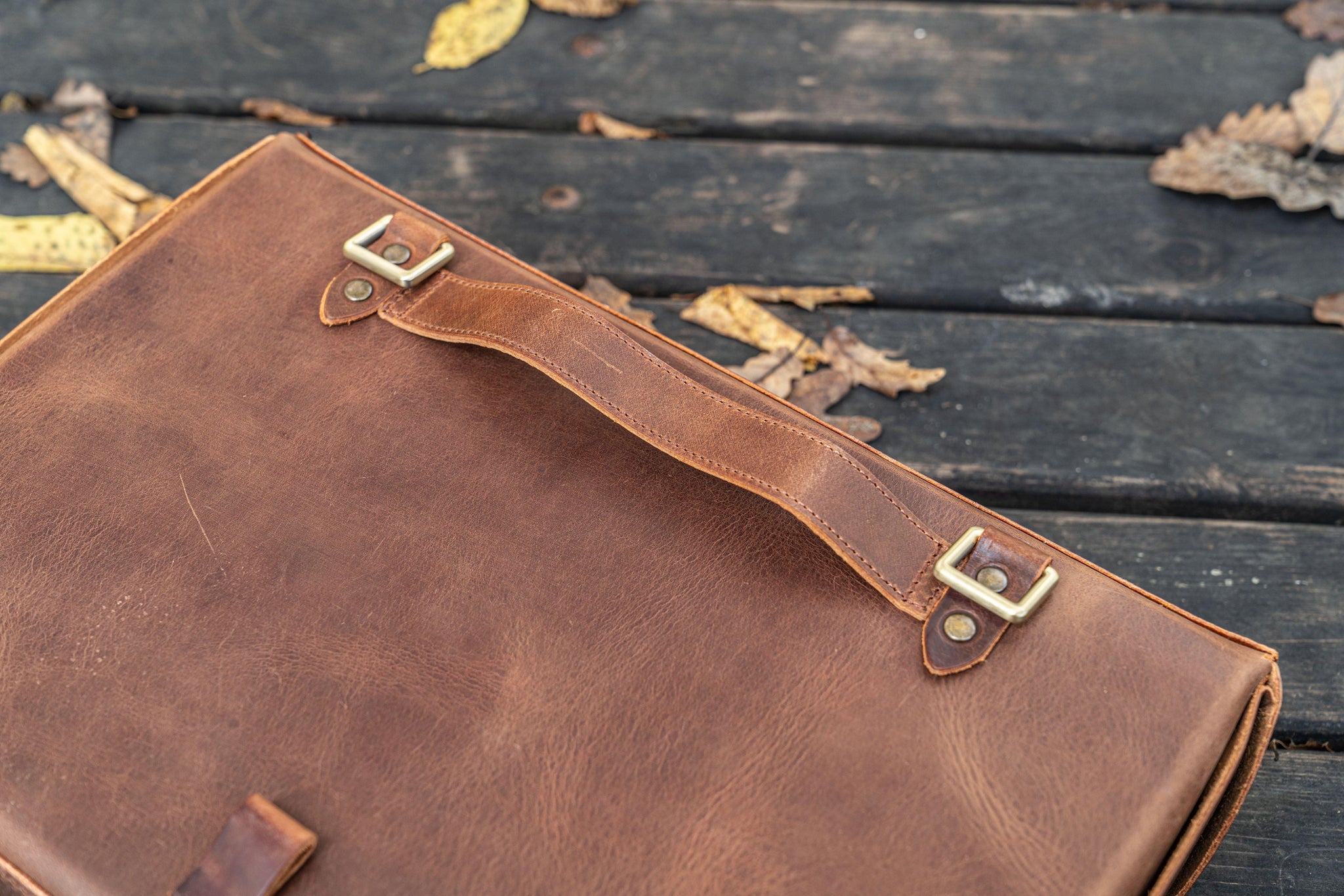 Handmade Leather Tote Bag - Crazy Horse Tan - Galen Leather