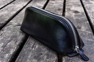 XLarge Zipper Leather Pencil Case - Black-Galen Leather