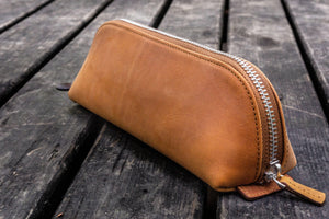 XLarge Zipper Leather Pencil Case - Crazy Horse Tan-Galen Leather