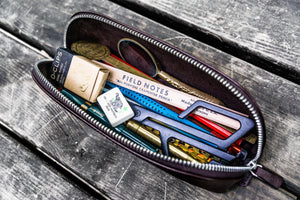 XLarge Zipper Leather Pencil Case - Dark Brown-Galen Leather