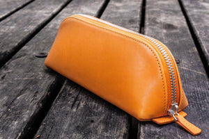 XLarge Zipper Leather Pencil Case - Orange-Galen Leather